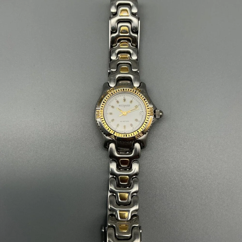 Vintage Wittnauer Womens Watch 24mm White Dial Two Tone 100m New Battery 6